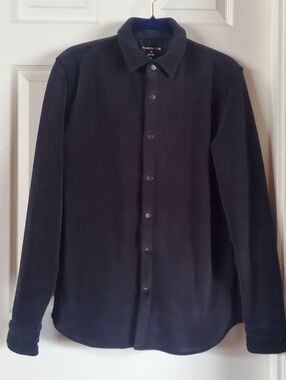 Kenneth Cole Snap Buttons Shacket Ribbed Soft Long Sleeves Career Casual Office